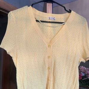 Free People Soft Yellow Button-Down Top